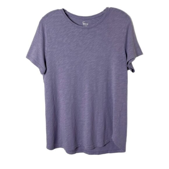Felina Womens Slub Jersey T-Shirt XL Purple Short Sleeve Round Neck Cotton Blend - Picture 1 of 6